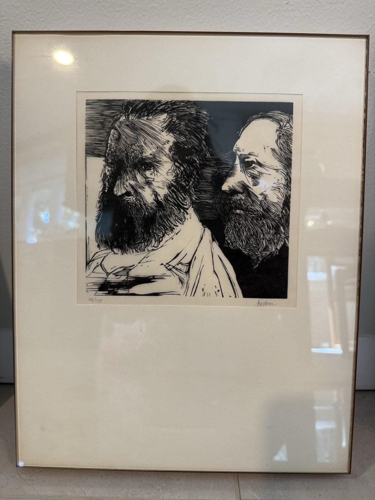 Leonard Baskin Wood Engraving “Millet and Rousseau” Signed 38/175 w/ Provenance