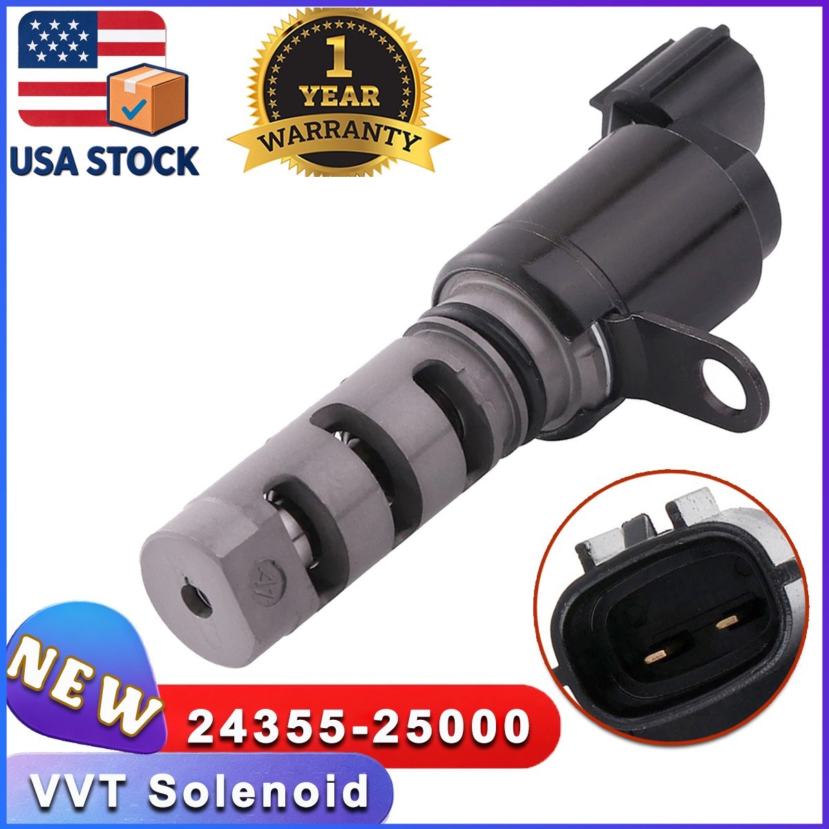 1x VVT 24355-25000 Variable Valve Timing Solenoid For Kia Sorento Hyundai Sonata