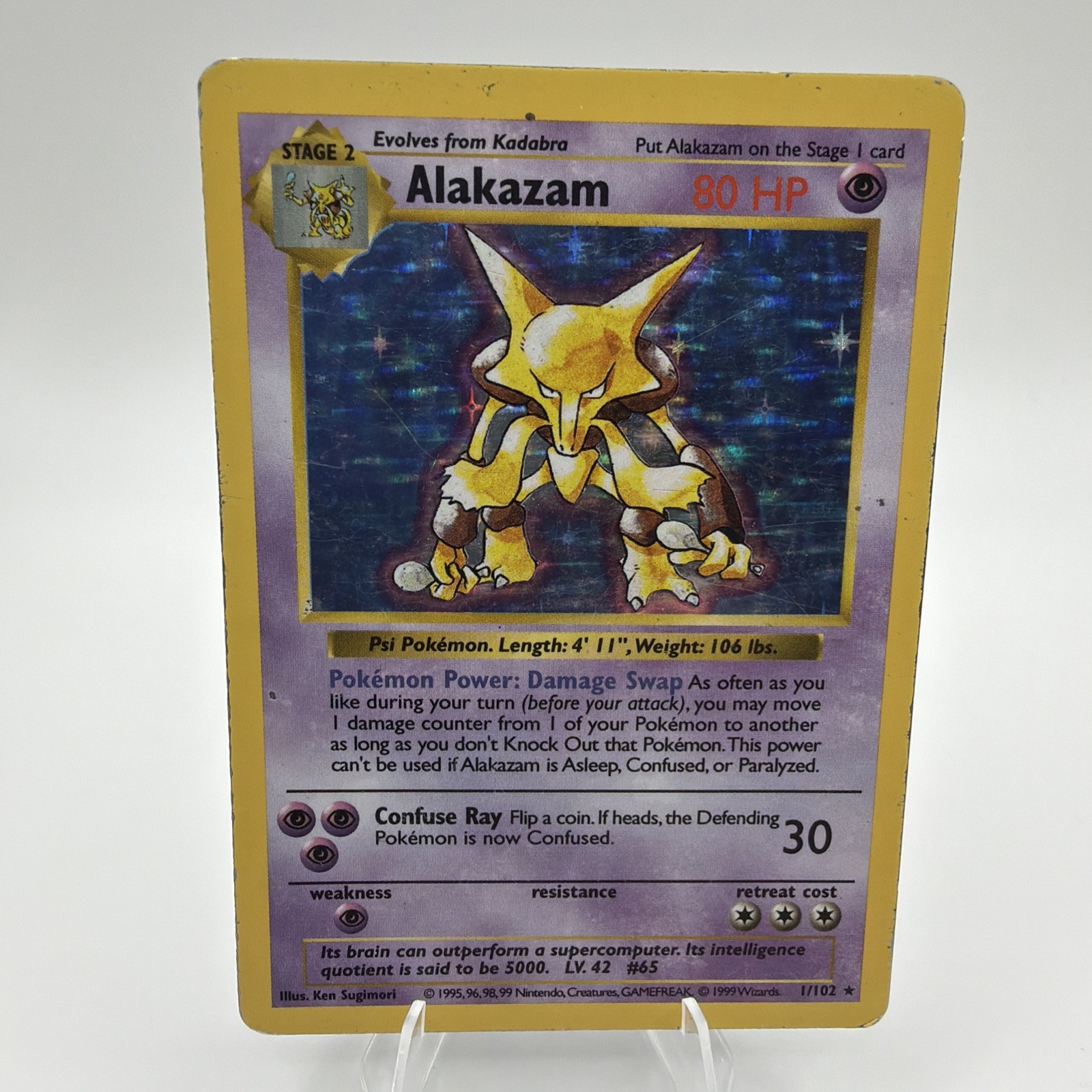 Alakazam 001/102 Base Set (Shadowless) Holo Pokemon