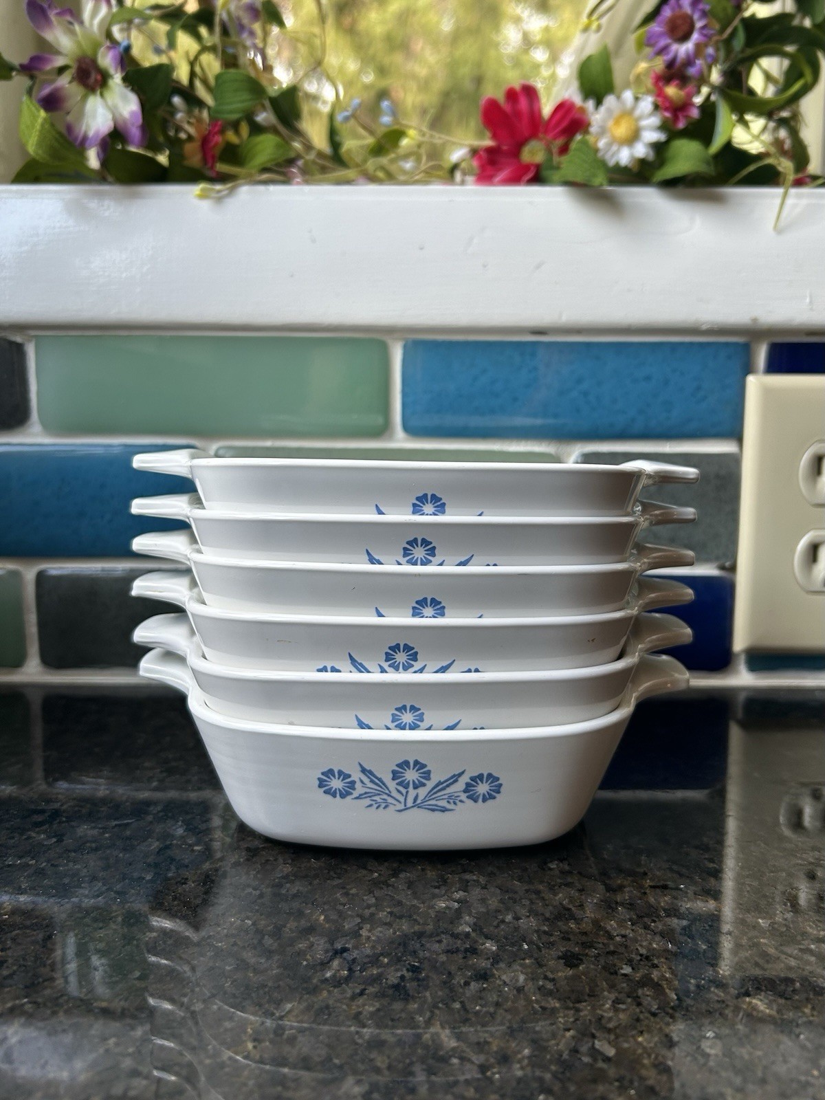 Vtg Corning Ware Blue Cornflower 6 Petite Pan Set 1 3/4 Cup 70’s 80’s Excellent