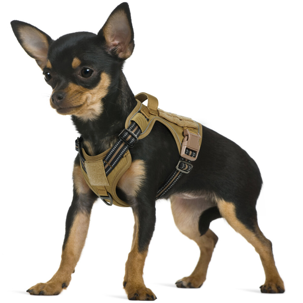 rabbitgoo Tactical Dog Harness No Pull Military Adjustable Reflective Vest Brown rabbitgoo Tactical Dog Harness No Pull Military Adjustable Reflective Vest Brown