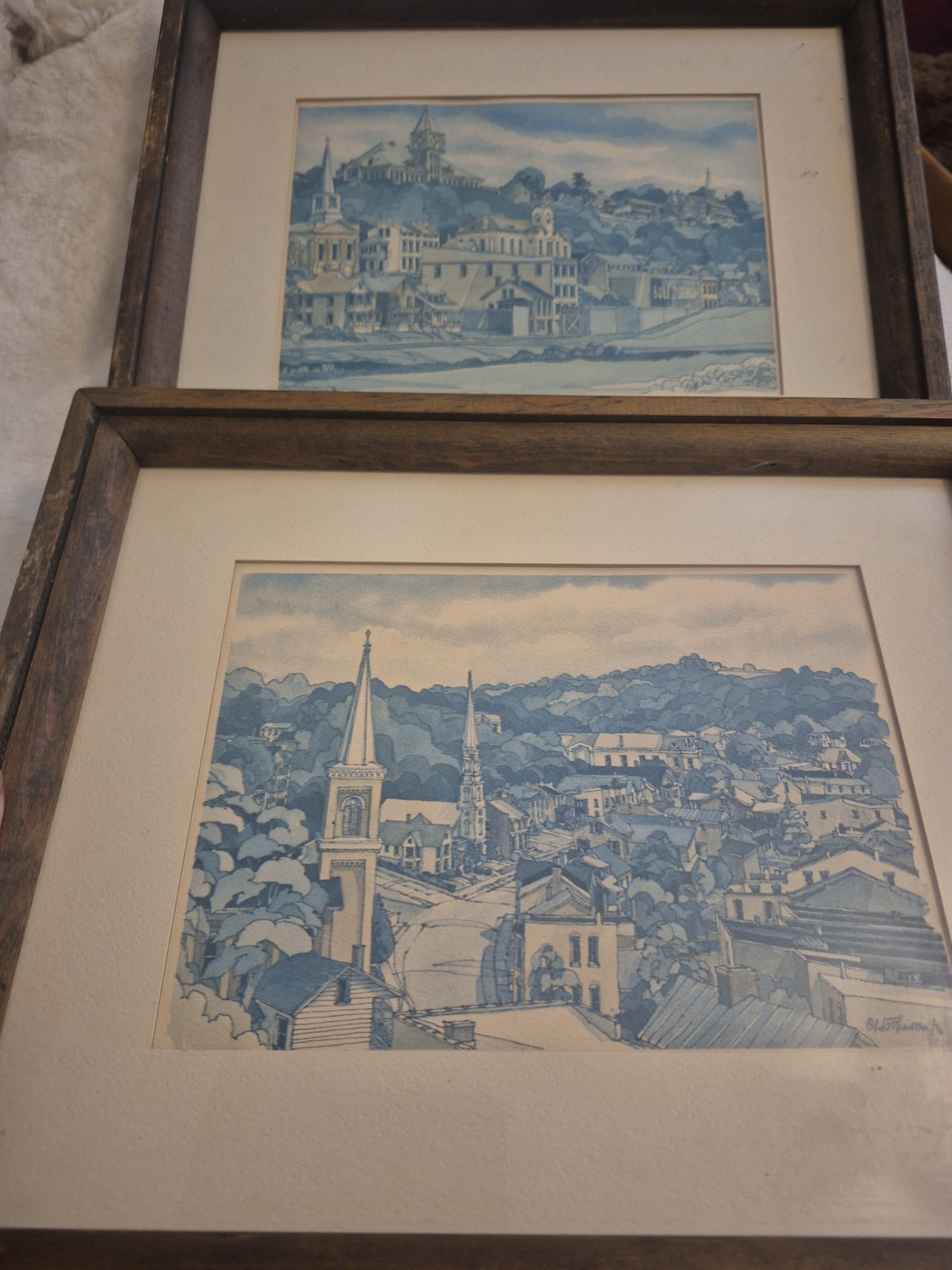 Pair Of Vintage 1976 Carl C.H. Johnson Signed  Lithoprints (Architecture Ill.)