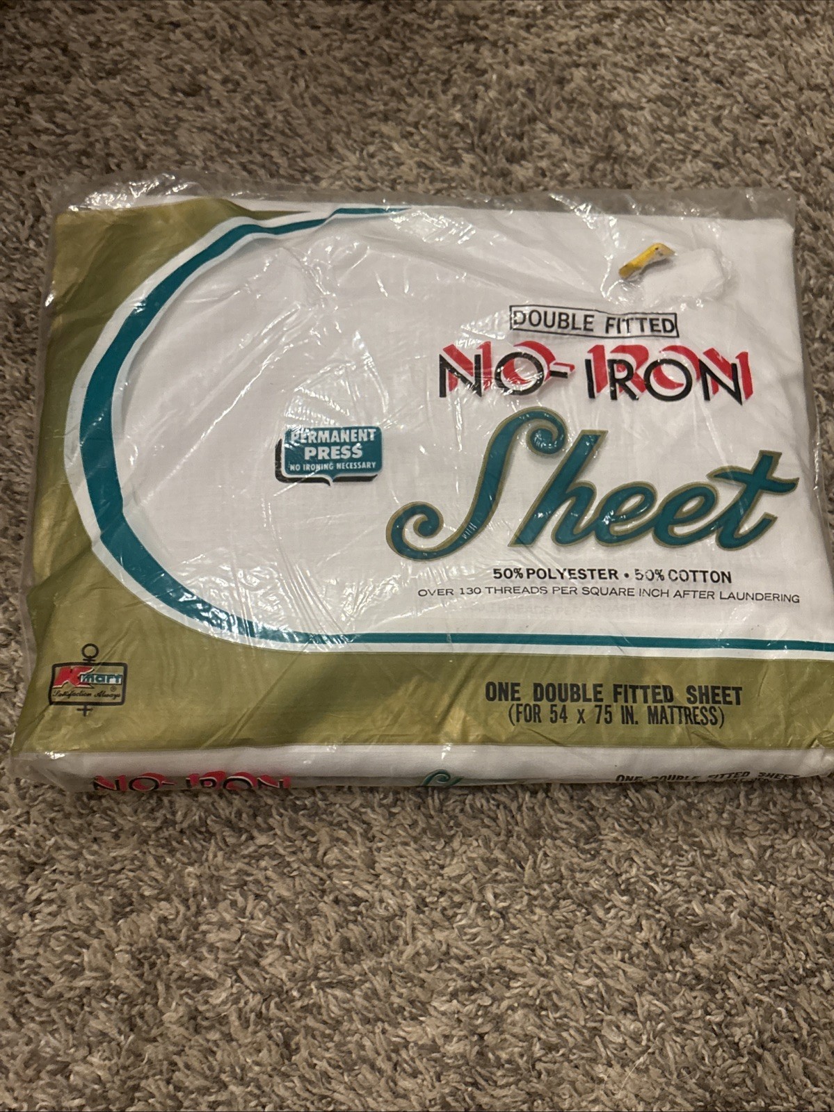 NWT Vintage Kmart White Double/Full Fitted Sheet No-Iron Permanent Press 54 x75 NWT Vintage Kmart White Double/Full Fitted Sheet No-Iron Permanent Press 54 x75