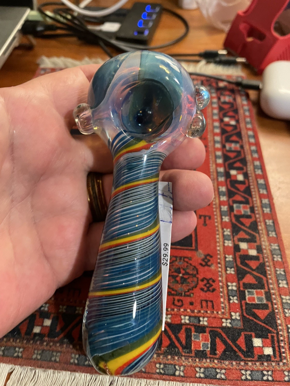 Beautiful Hand Blown Glass Spoon Pipe/American Made/For Tobacco Use Beautiful Hand Blown Glass Spoon Pipe/American Made/For Tobacco Use