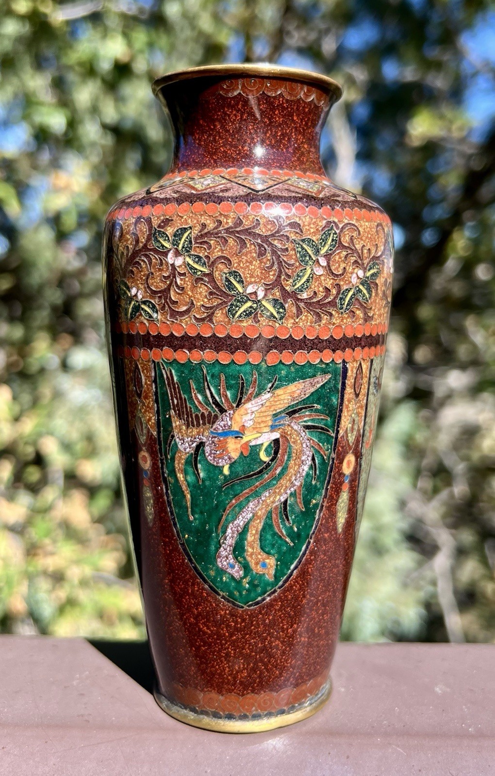 Antique Japanese Cloisonne Dragon Phoenix Vase 6” Antique Japanese Cloisonne Dragon Phoenix Vase 6”