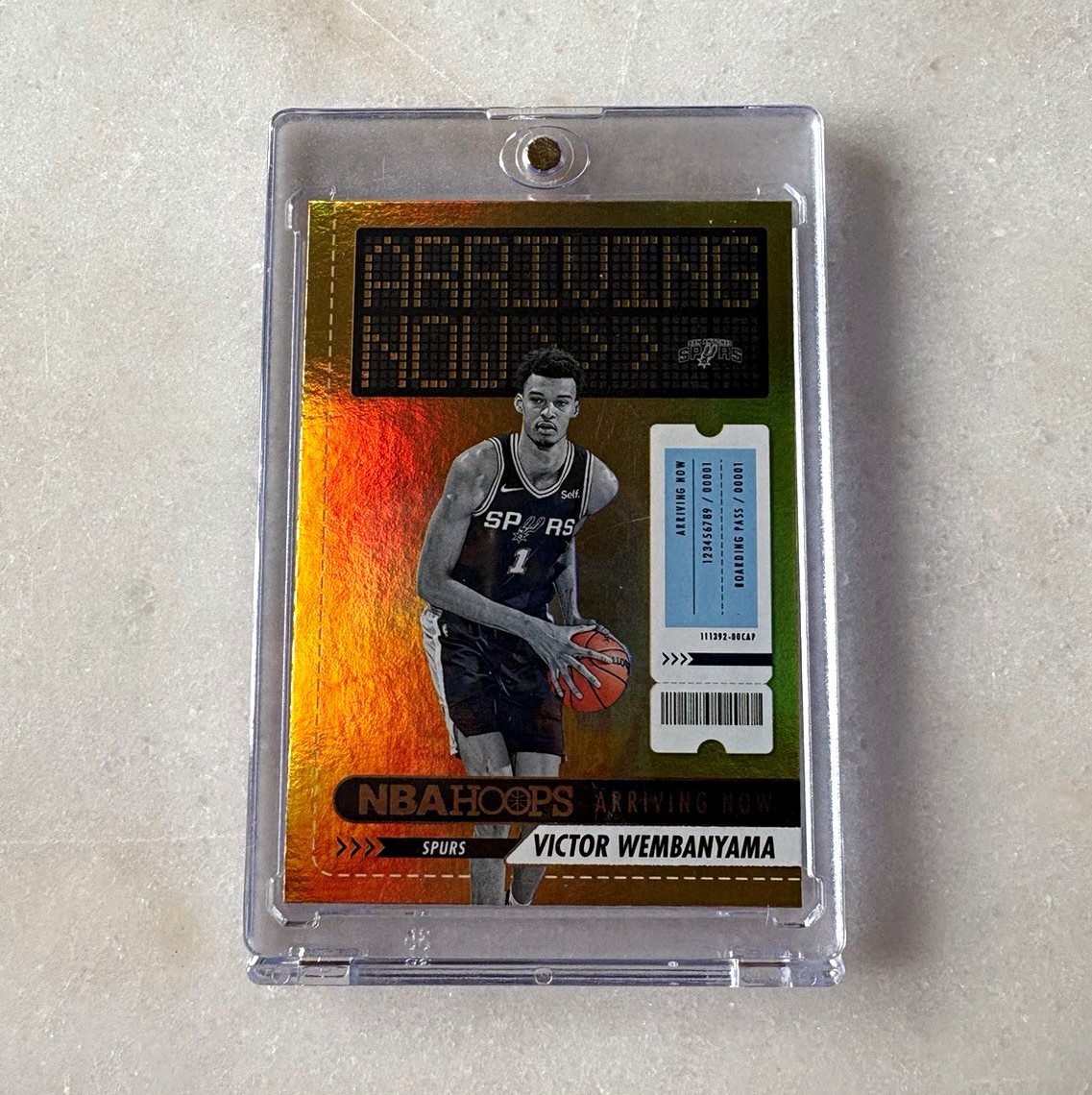 Panini 2023-24 NBA Hoops Victor Wembanyama Arriving Now Holo RC #26 Panini 2023-24 NBA Hoops Victor Wembanyama Arriving Now Holo RC #26