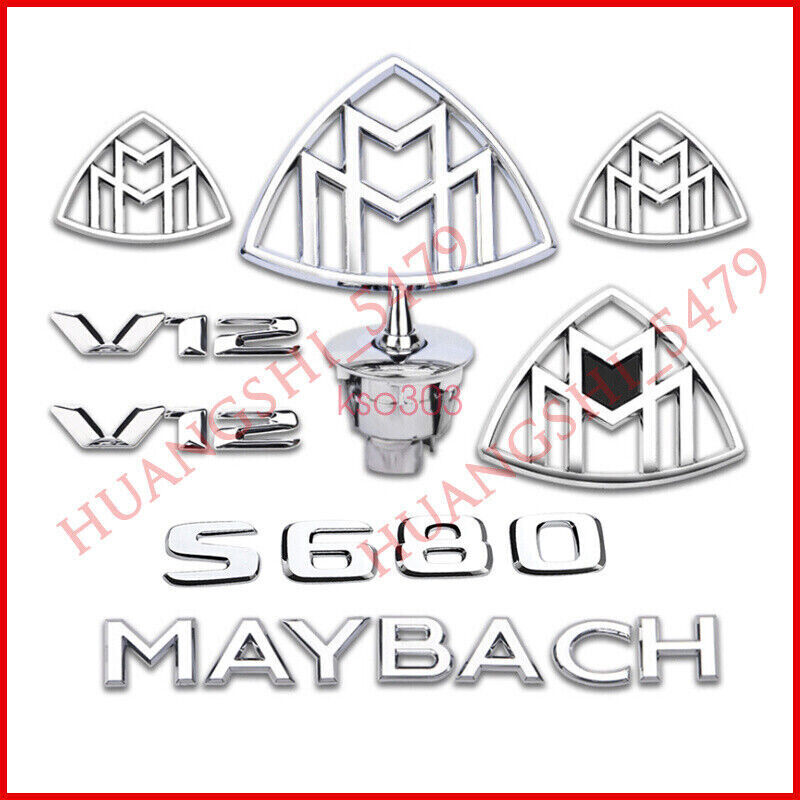 8pcs Chrome MAYBACH Front & Side & Trunk Emblem Badge Set for Mercedes-Benz S680