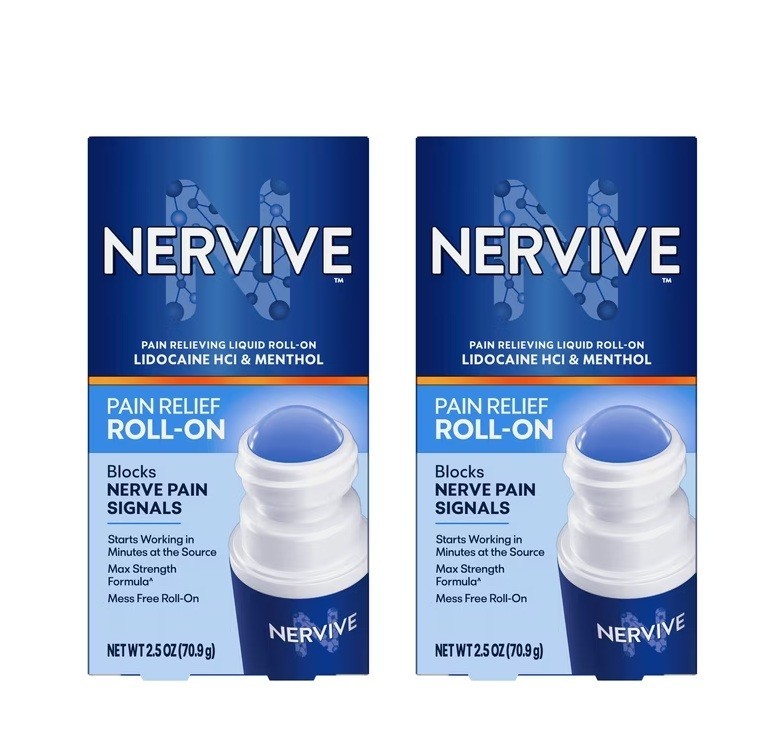 Nervive Pain Relieving Roll On, Max Strength Topical Pain Relief, 2.5 oz 2 Pack