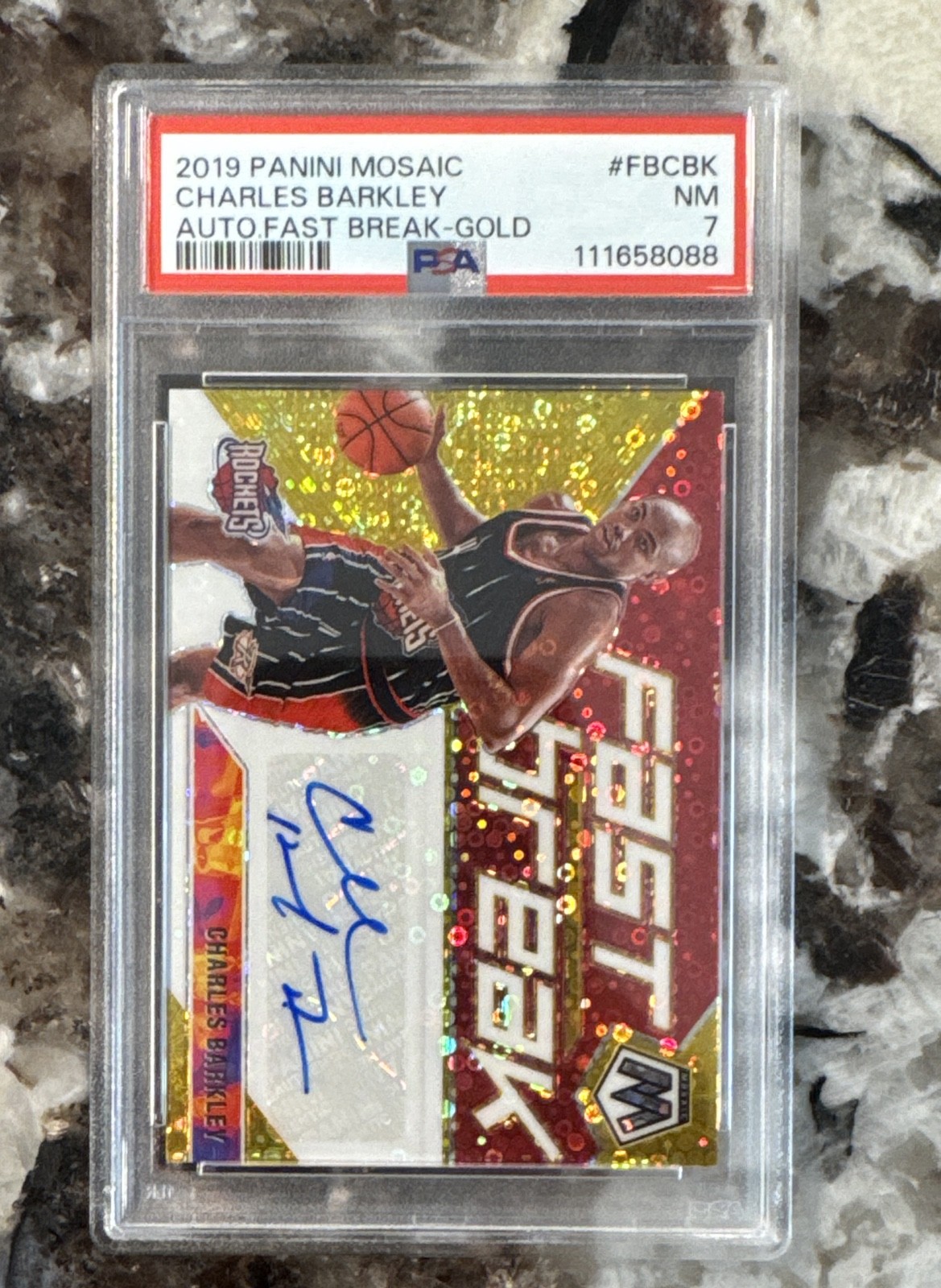 2019-20 Panini Mosaic - Fast Break Autographs Charles Barkley #FB-CBK Gold Prizm 2019-20 Panini Mosaic - Fast Break Autographs Charles Barkley #FB-CBK Gold Prizm