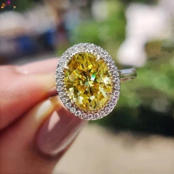 3.30 Ct Oval Cut Natural Yellow Sapphire Diamond Wedding Ring 14K White Gold 3.30 Ct Oval Cut Natural Yellow Sapphire Diamond Wedding Ring 14K White Gold
