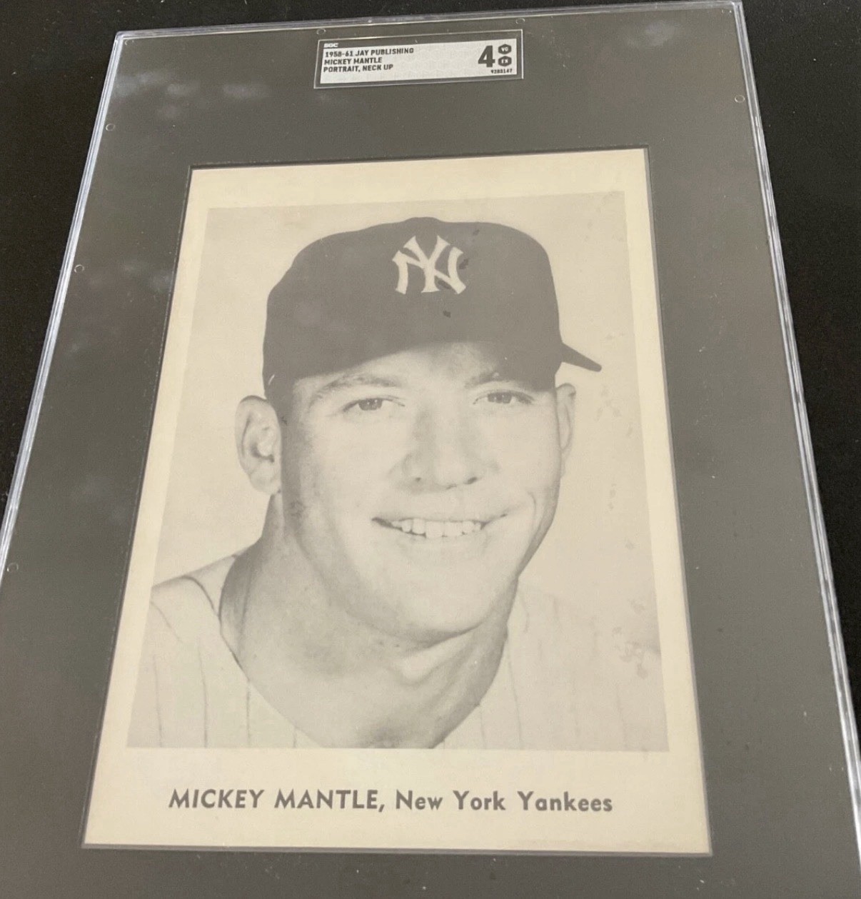 1958-61 Jay Publishing MICKEY MANTLE Portrait Neck Up SGC 4 5x7 Yankees Vintage