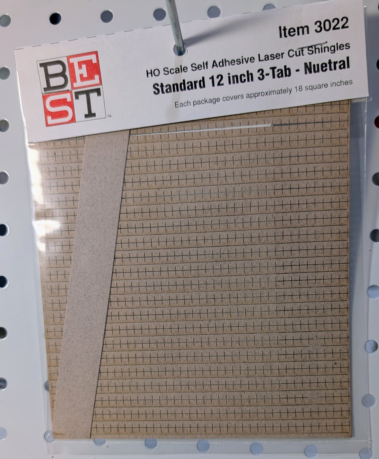 BEST Item 3022, HO Scale Self Adhesive Laser Cut Shingles, Std 12\