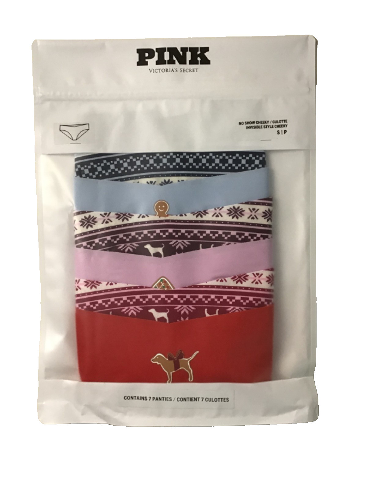 Victoria\'s Secret Women’s 7 Pack No Show Cheeky Panties Small Holiday Fair Isle Victoria\'s Secret Women’s 7 Pack No Show Cheeky Panties Small Holiday Fair Isle