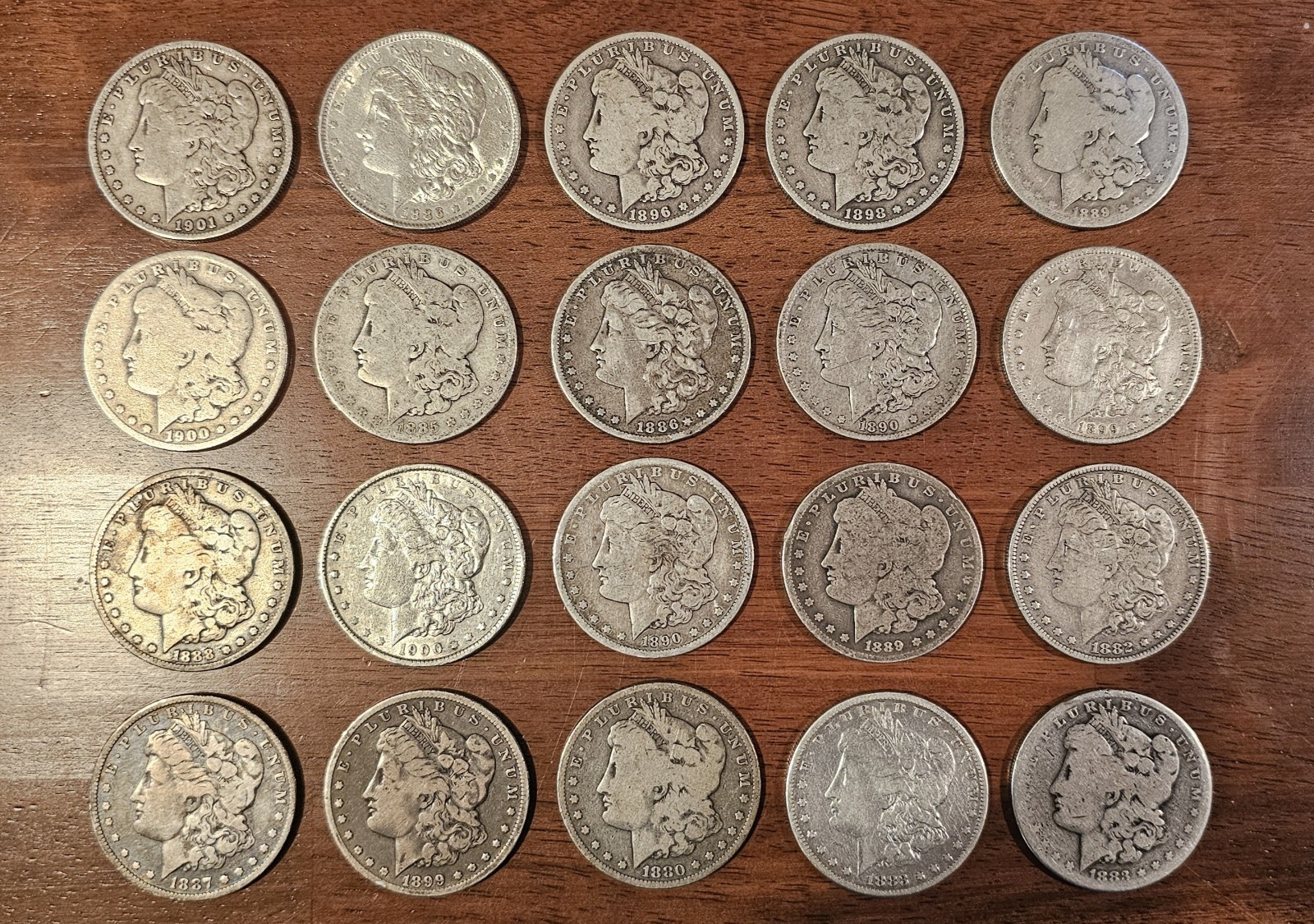 1880-1901 US Mint Morgan Silver Dollar, Random Date - Lot of 20 - AG-VF Details 1880-1901 US Mint Morgan Silver Dollar, Random Date - Lot of 20 - AG-VF Details