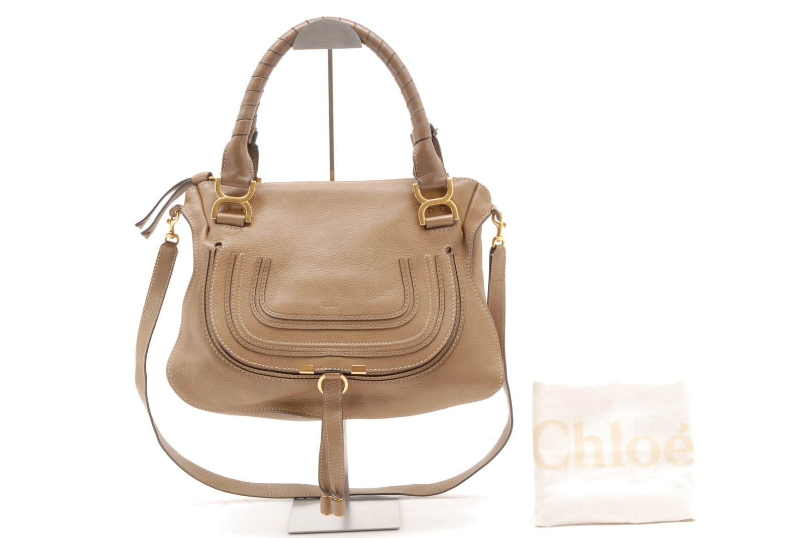 Chloe Marcie Shoulder Hand Bag Leather Brown