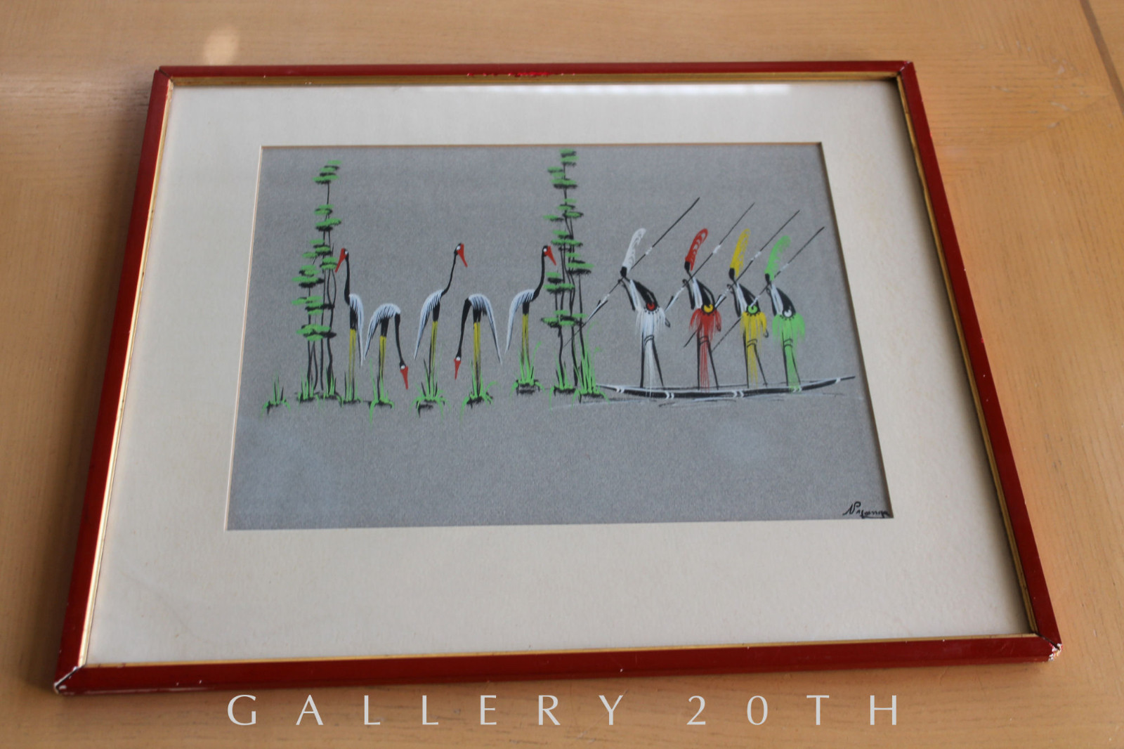 VTG MID CENTURY CONGO WARRIORS PAINTING ART HAGENAUER ORIG BARSONY MODERN BOHO