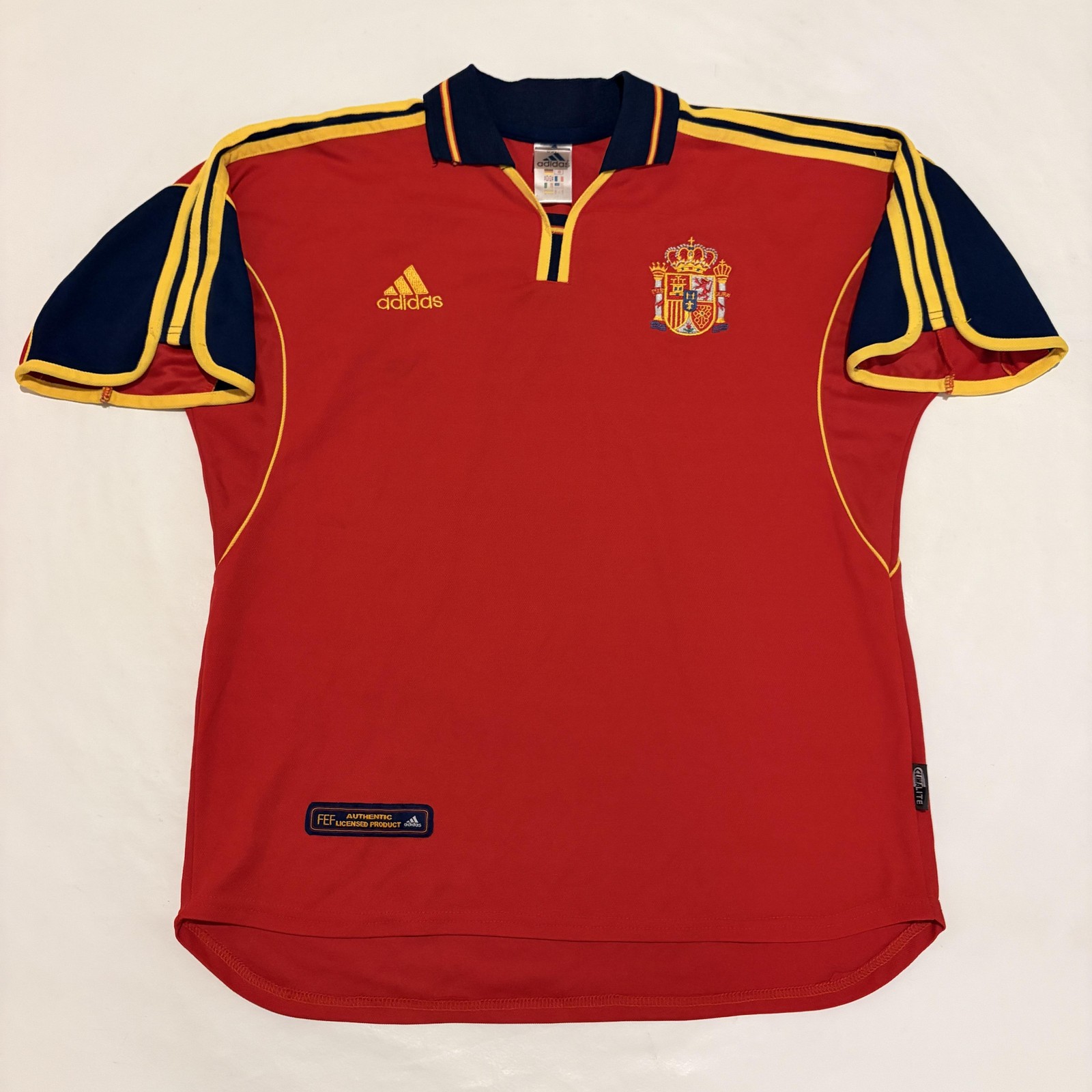 Spain National Team Soccer Jersey Mens Large Red Adidas FEF Climalite Football