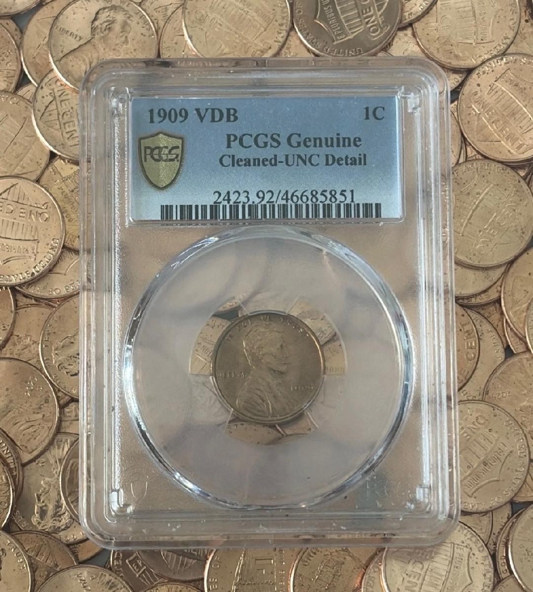 PCGS 1909 VDB 1C Lincoln Wheat Penny (Genuine-Cleaned) PCGS 1909 VDB 1C Lincoln Wheat Penny (Genuine-Cleaned)