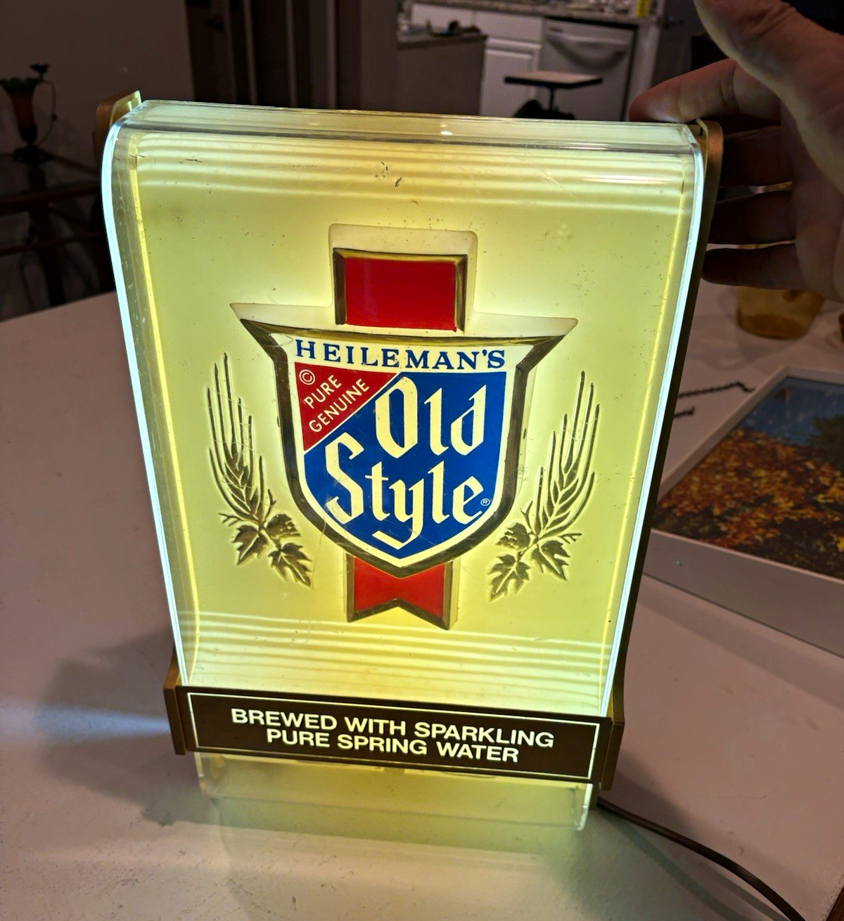 Heileman’s Old Style Lighted Beer Sign Brewed With Sparkling Pure Spring Water