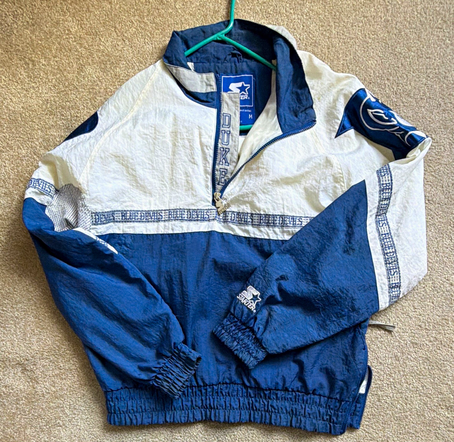Vintage Starter Duke Blue Devils NCAA Pullover Half-Zip Jacket Size M Blue/White Vintage Starter Duke Blue Devils NCAA Pullover Half-Zip Jacket Size M Blue/White