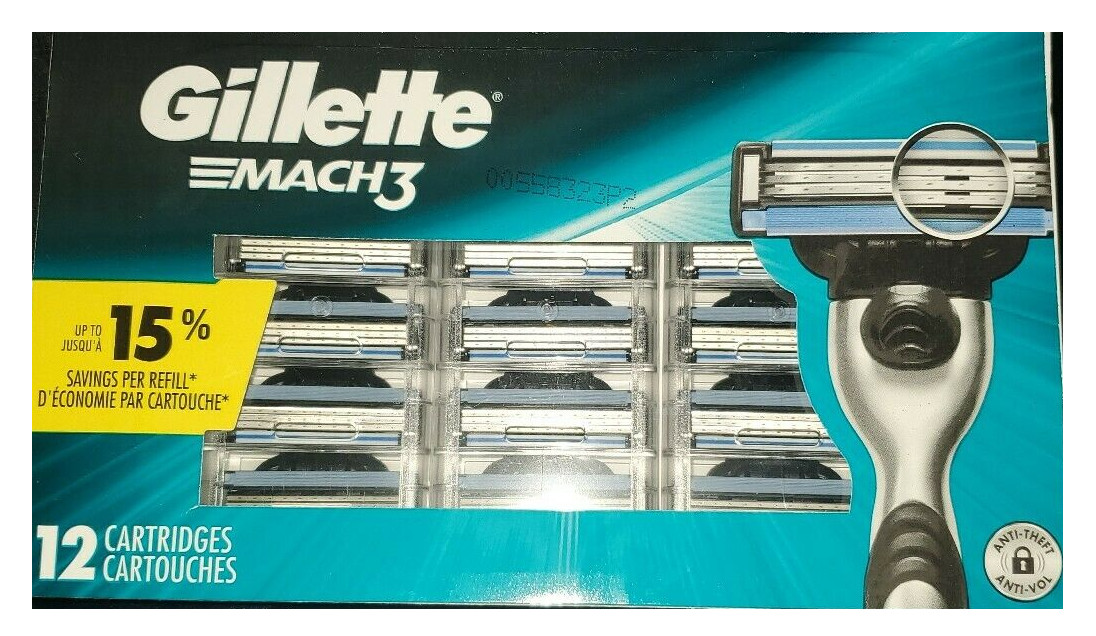 Mens Gillette MACH3 Refills Razor Blades - 12 Cartridges BLISTER Mens Gillette MACH3 Refills Razor Blades - 12 Cartridges BLISTER