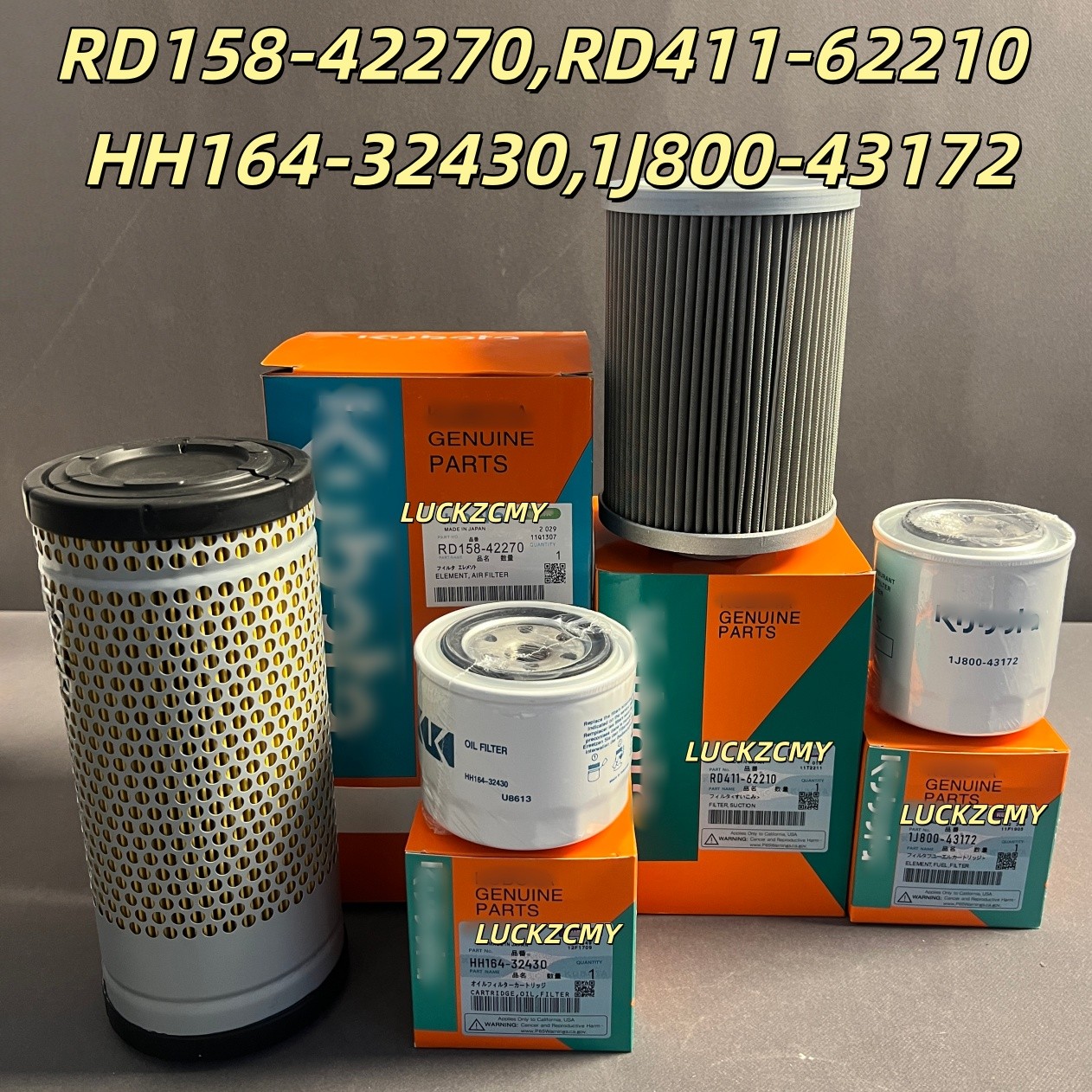 For Kubota KX040-4 Mini Excavator Maintenance Filter Kit RD411 62210 HH164-32430