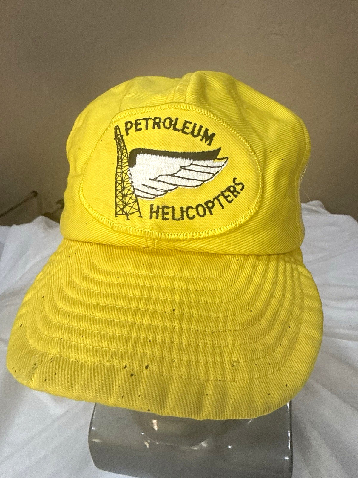 Vintage Petroleum Helicopters PHI Hat Yellow Mesh Trucker Snapback Oil Gas