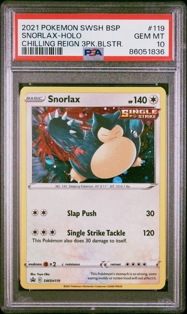 2021 POKEMON SWSH BLACK STAR PROMO #119 SNORLAX-HOLO PSA 10 2021 POKEMON SWSH BLACK STAR PROMO #119 SNORLAX-HOLO PSA 10