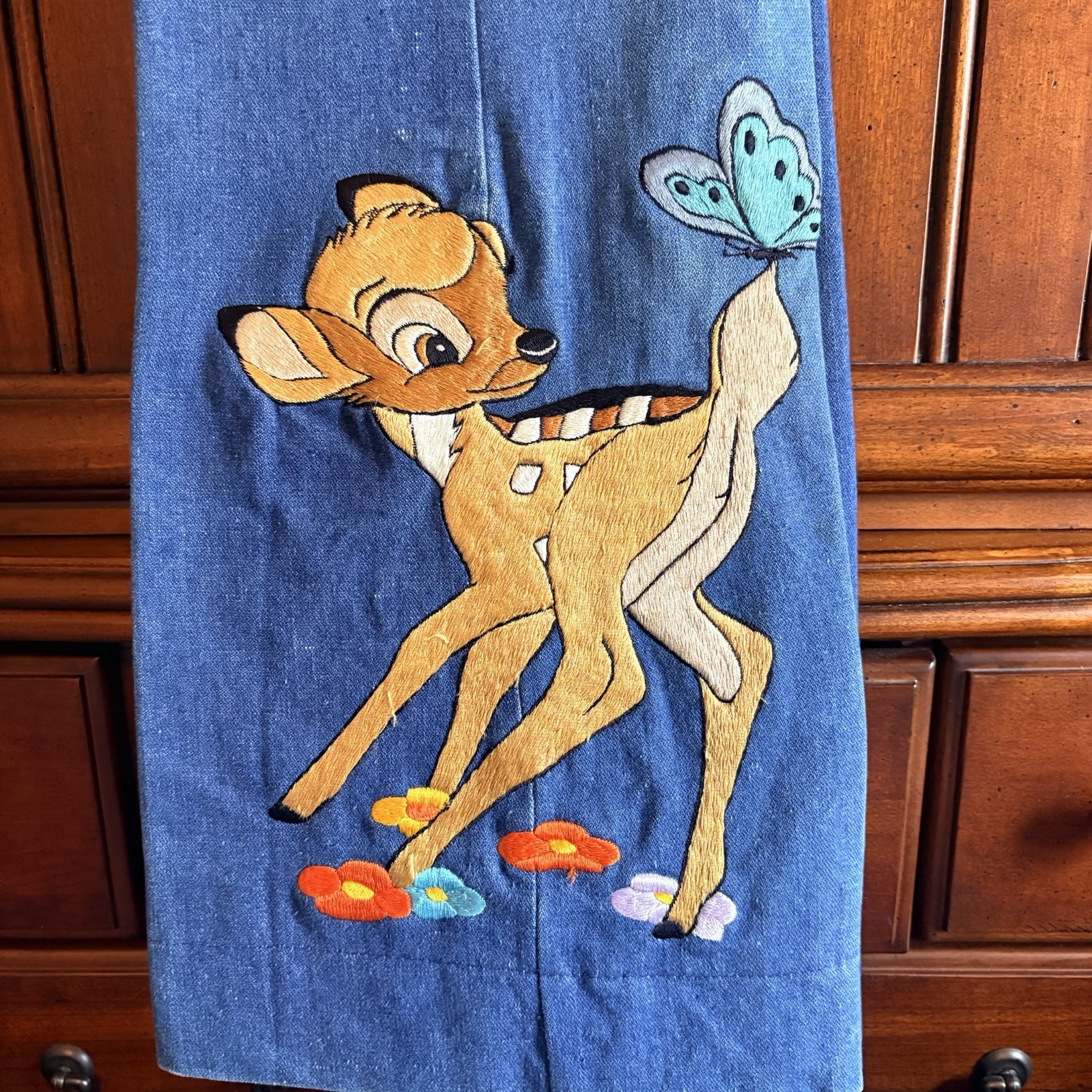 Vintage RARE 70s Antonio Giuseppe Guiseppe Embroidered Bambi Bellbottom Jeans