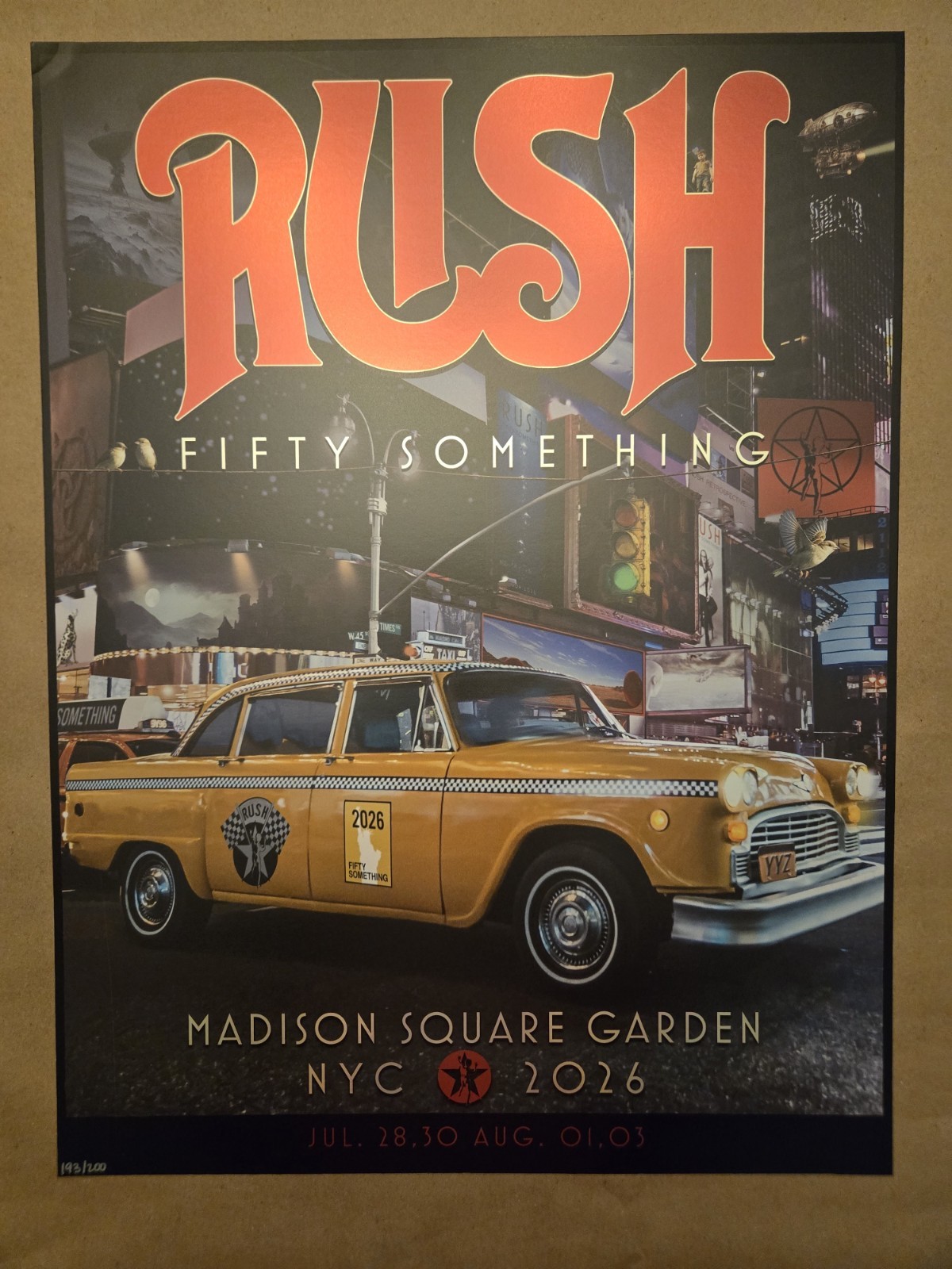 Rush FOIL Poster MSG 2026 Madison Square Garden NYC **SMALL UPPER CORNER DING**