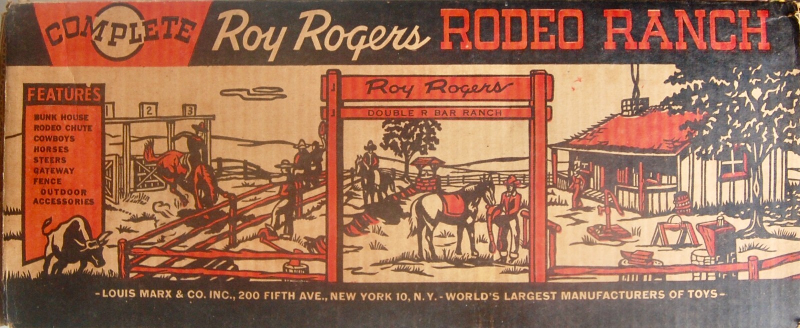 Vintage Marx Roy Rogers Rodeo Ranch Playset Double R Bar Ranch 3985. Boxed. 1956 Vintage Marx Roy Rogers Rodeo Ranch Playset Double R Bar Ranch 3985. Boxed. 1956