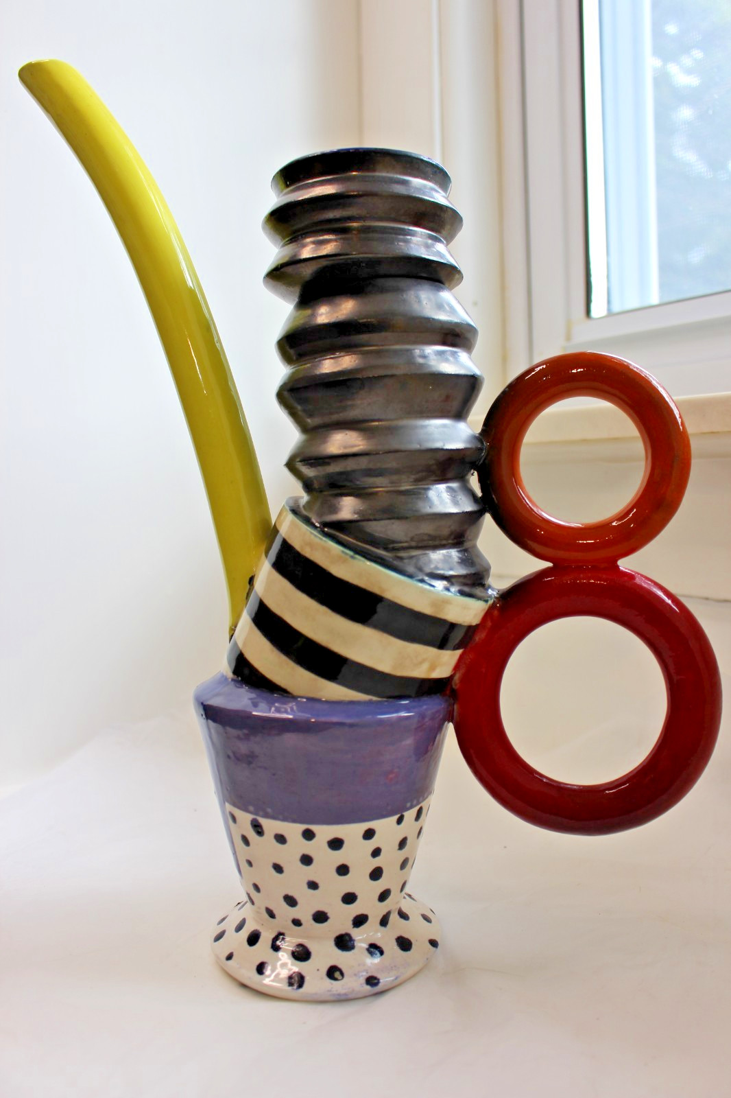 Vintage Kaiser Suidan Memphis Style Studio Ceramic Art Pottery Sculpture 1990s Vintage Kaiser Suidan Memphis Style Studio Ceramic Art Pottery Sculpture 1990s