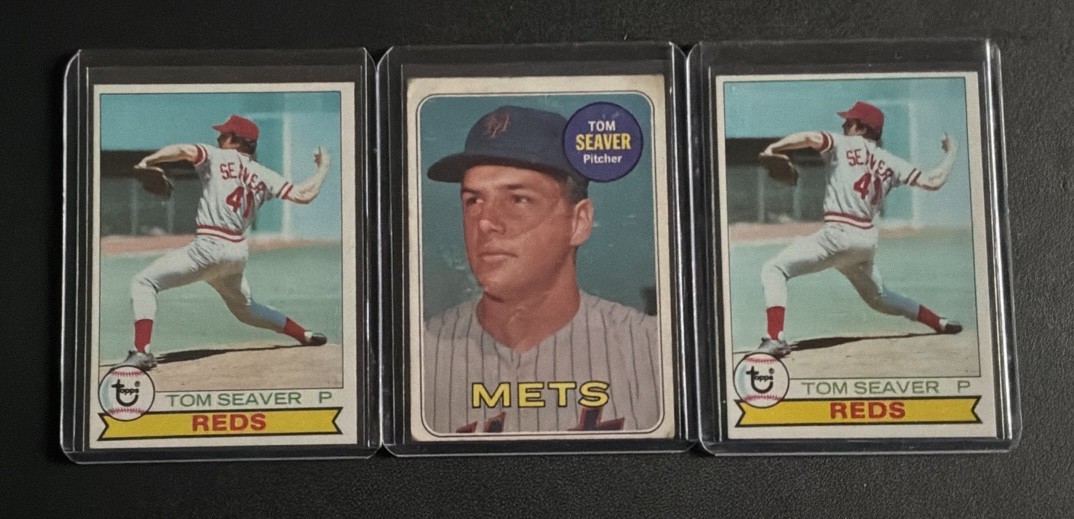 1969 Topps Tom Seaver #480 + 2 1979 Topps #100 Vintage 3 Card HOF Lot