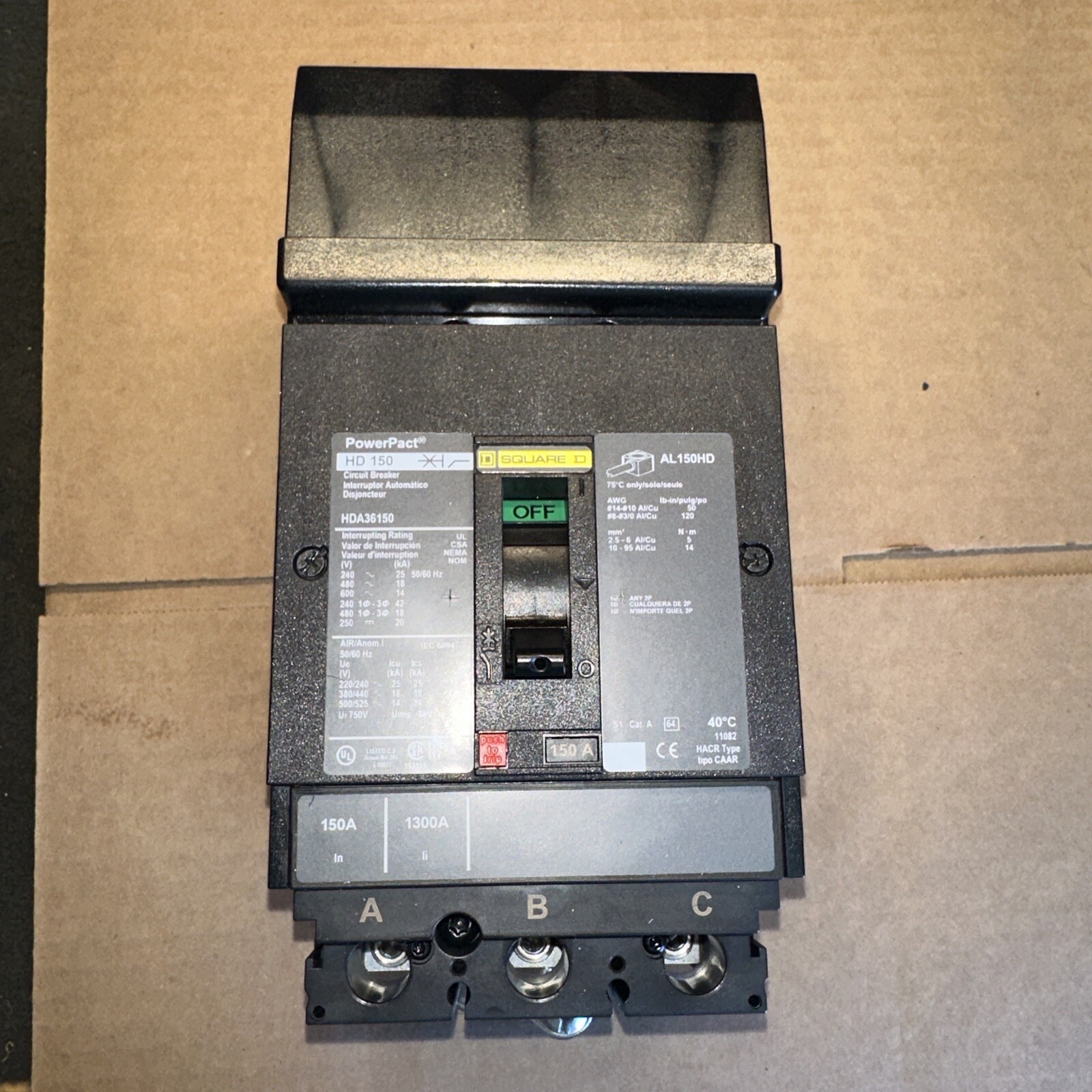 SQUARE D HDA36150 Circuit Breaker 150a 600v 3 Pole