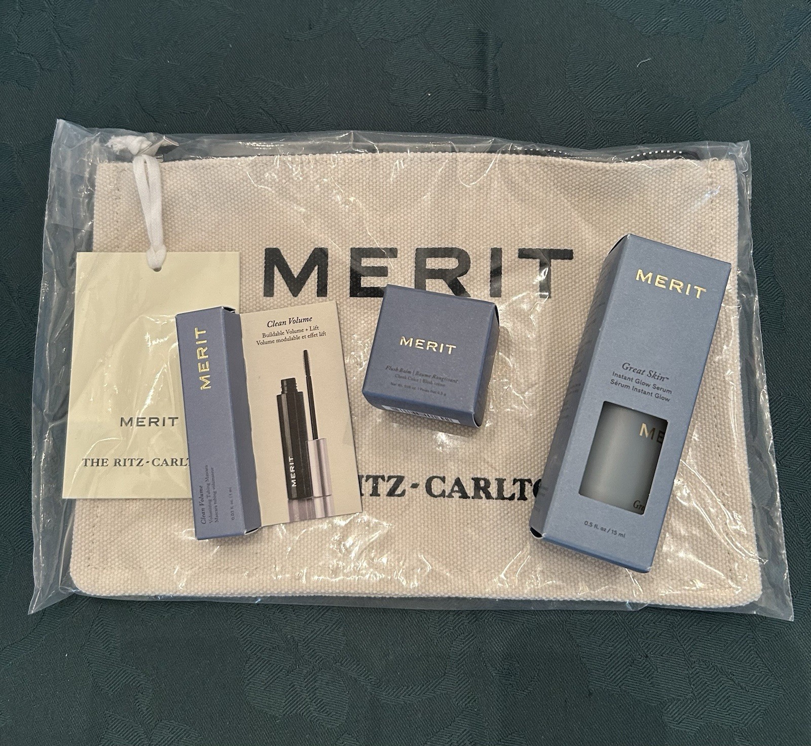 NWT Merit Beauty X Ritz Carlton Makeup Bag & Mini Getaway Set NWT Merit Beauty X Ritz Carlton Makeup Bag & Mini Getaway Set