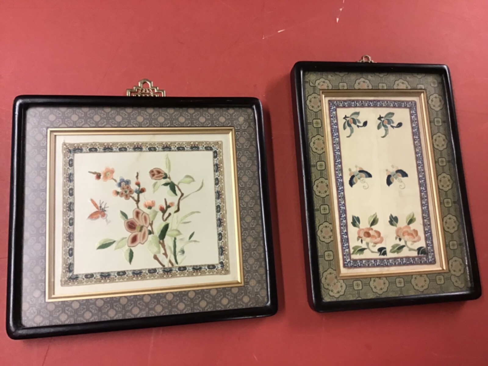 Two Antique Framed Chinese Embroiderys Two Antique Framed Chinese Embroiderys
