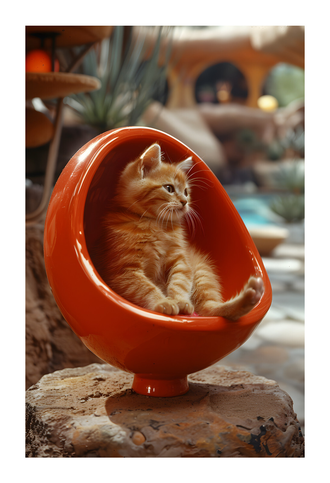 1970s Mid Century Cat Art Print za3