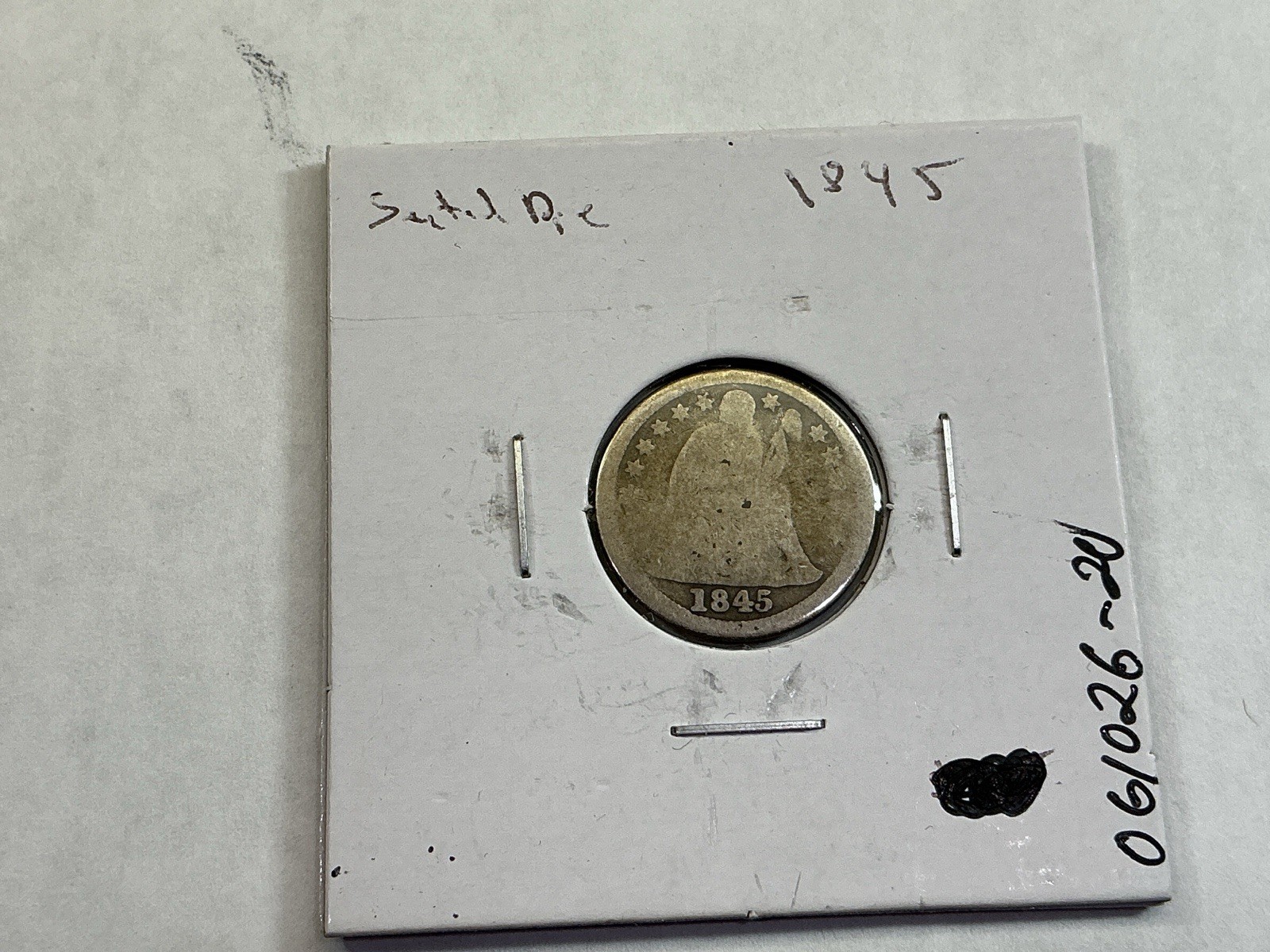 1845 P Seated Liberty 90% Silver Dime from Philadelphia Mint 061026 20te