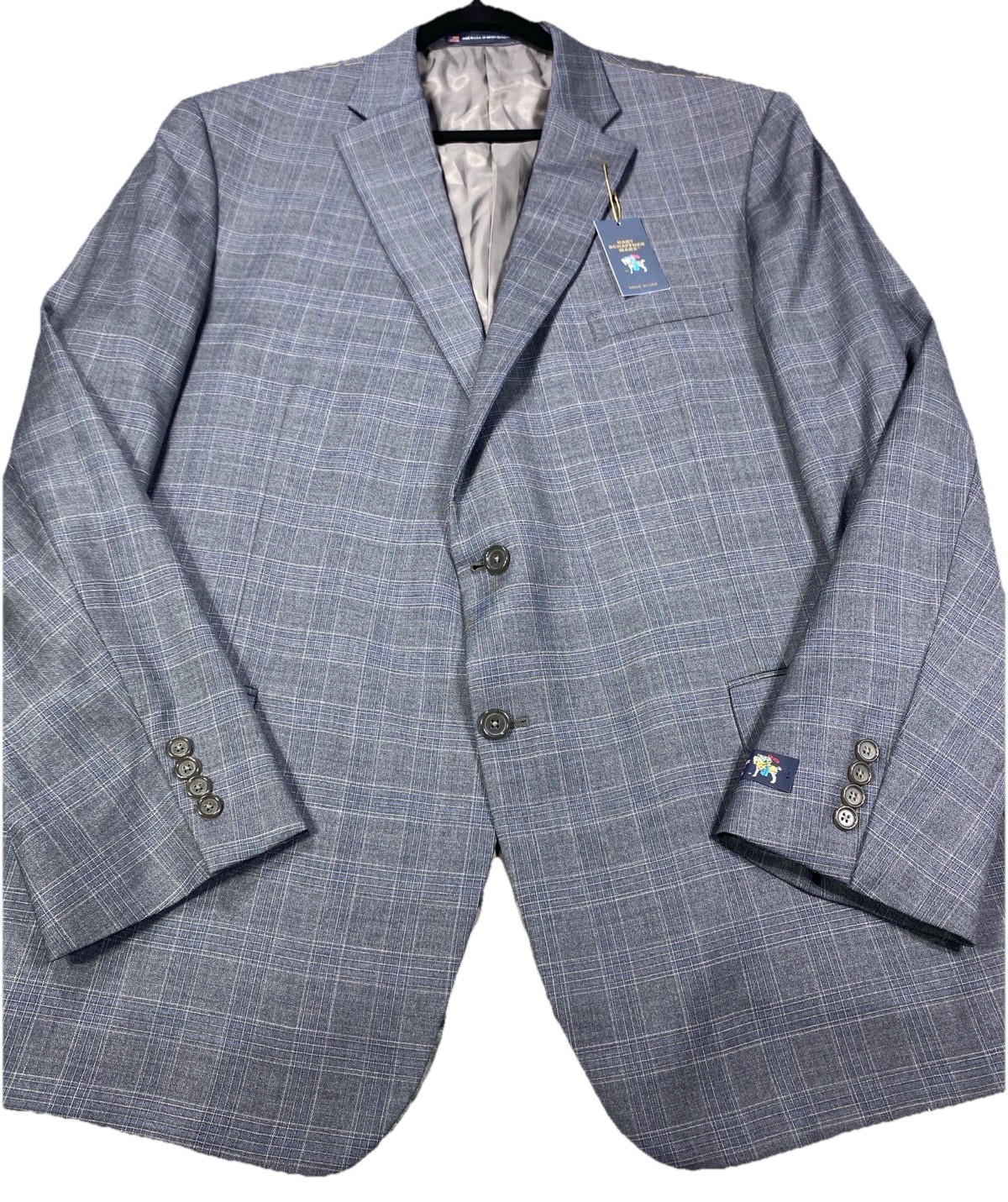 VTG Hart Schaffner Marx Sport Coat Sz 54L Blue Windowpane Wool Blazer Jacket NOS VTG Hart Schaffner Marx Sport Coat Sz 54L Blue Windowpane Wool Blazer Jacket NOS