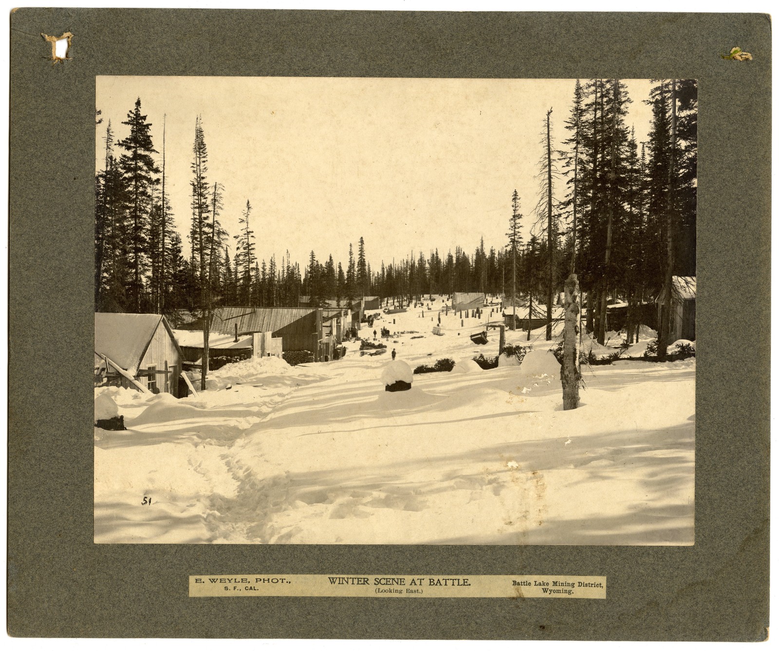 1890s Mounted Photo Ghost Town Mining District BATTLE Lake Carbon County Wyoming