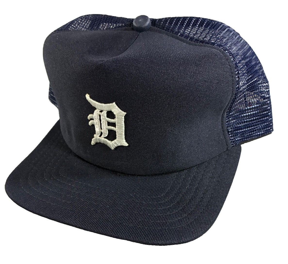 Vtg 1980s New Era Pro Model Detroit Tigers Trucker Hat Dupont Visor Made in USA