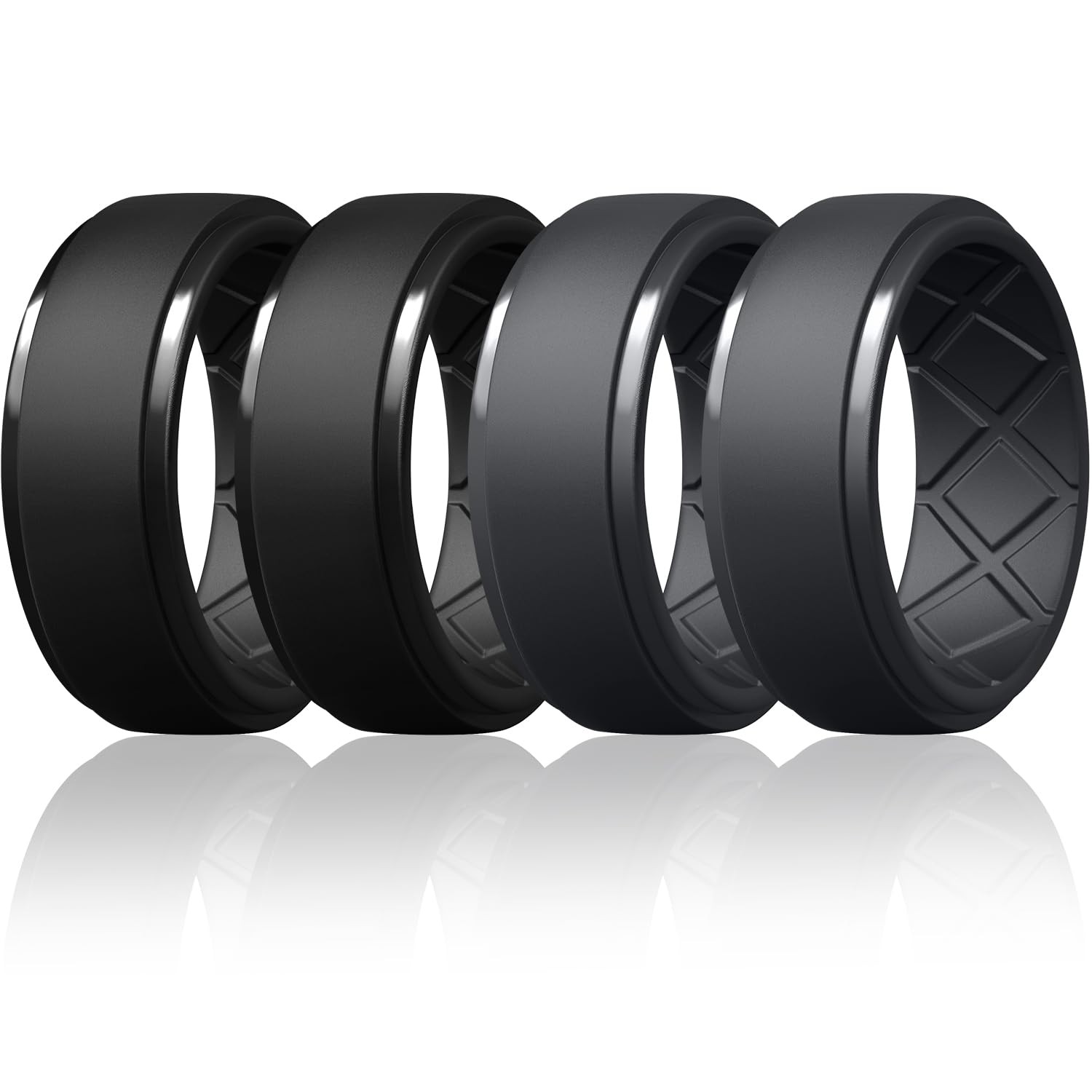 Egnaro Men\'s Silicone Rings 10mm Wide 2.5mm Thick Rubber Wedding Bands, Multi...