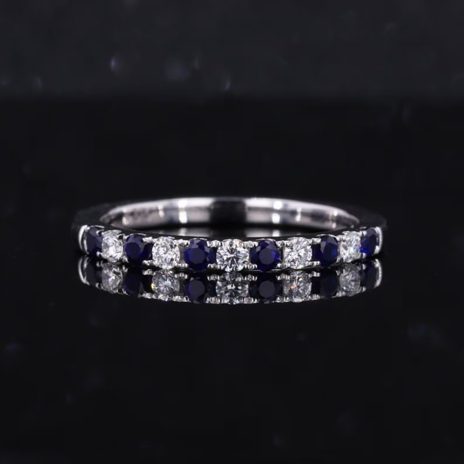 0.60 Ct Natural Blue Sapphire Diamond Engagement Ring 14K Real White Gold Size 7 0.60 Ct Natural Blue Sapphire Diamond Engagement Ring 14K Real White Gold Size 7
