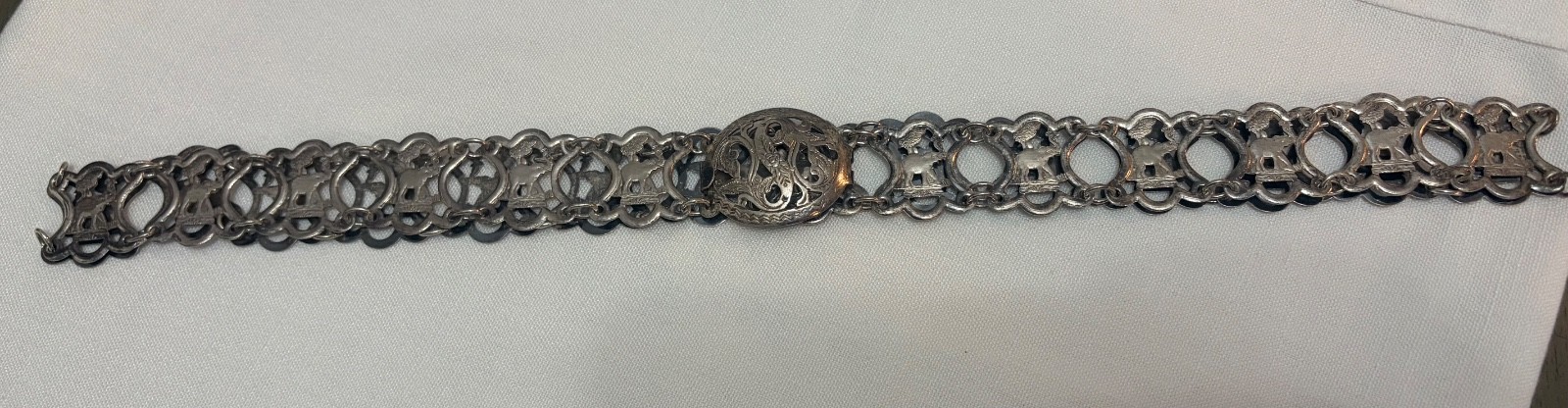 Antique Chinese Export Silver Articulated Panel Belt - Lau Cheng Chang 劉成昌 - Zu 