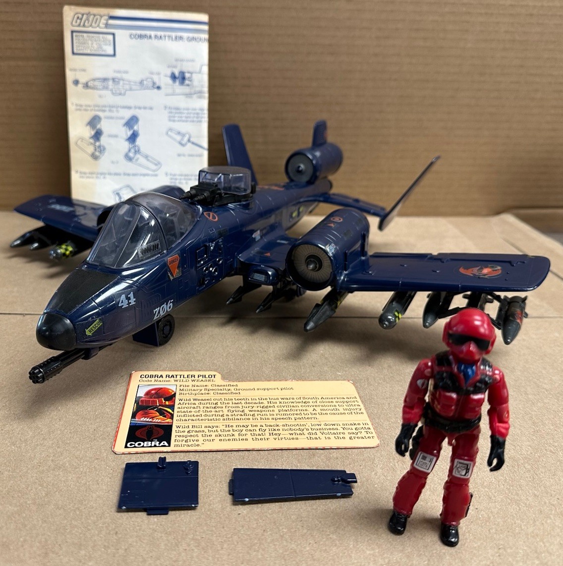 Cobra Rattler w/Wild Weasel GI Joe 1984 Hasbro Vintage ARAH 100% Complete NICE