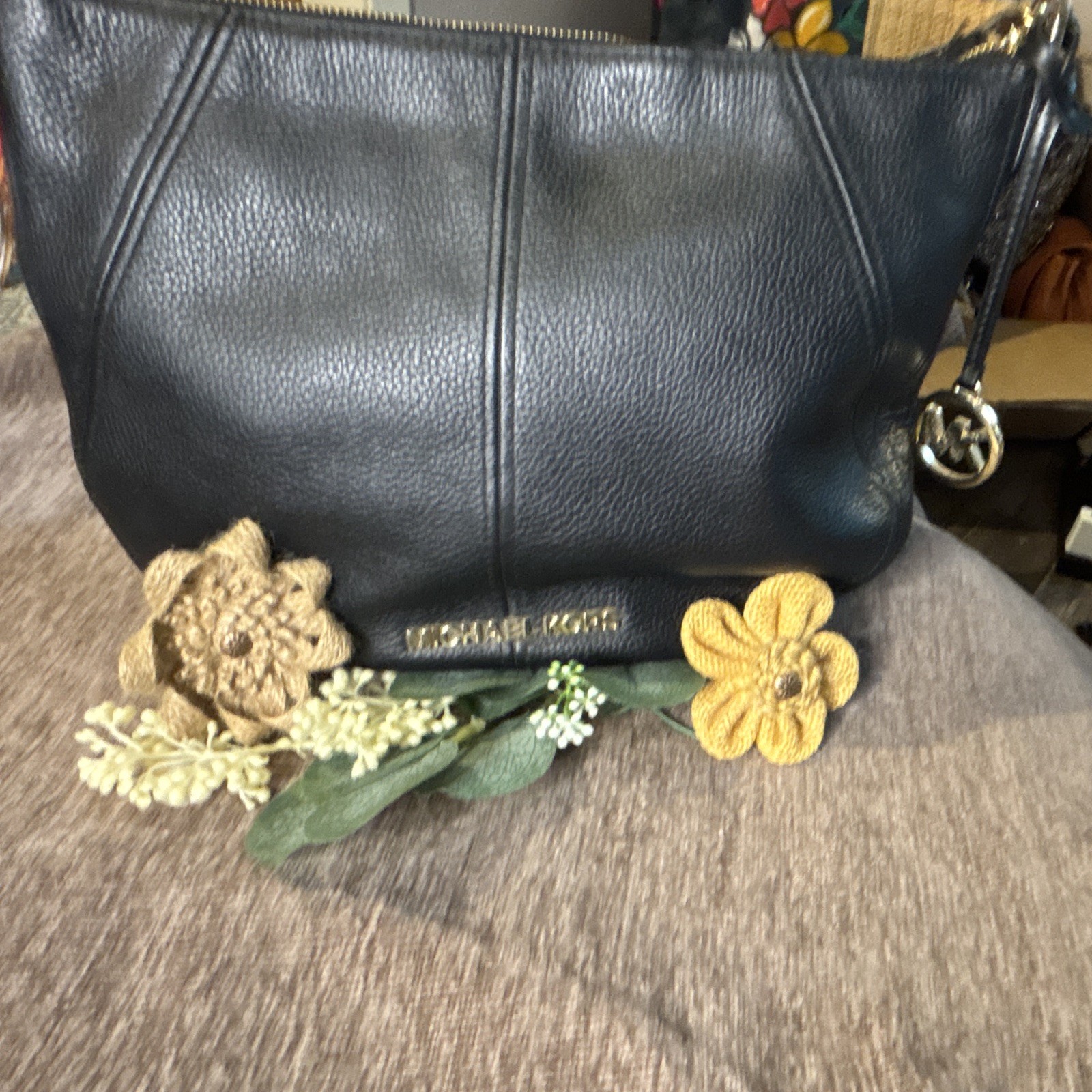 Michael Kors Fulton Black Pebbled Leather Hobo Bag Shoulder Handbag Michael Kors Fulton Black Pebbled Leather Hobo Bag Shoulder Handbag