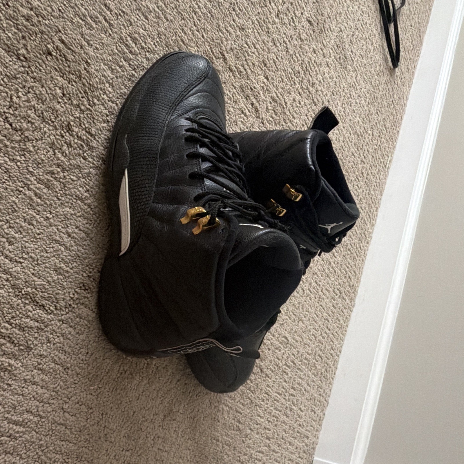 Men’s Jordan Air Jordan 12 Retro High Top Sneaker Black Gold White The Master Men’s Jordan Air Jordan 12 Retro High Top Sneaker Black Gold White The Master