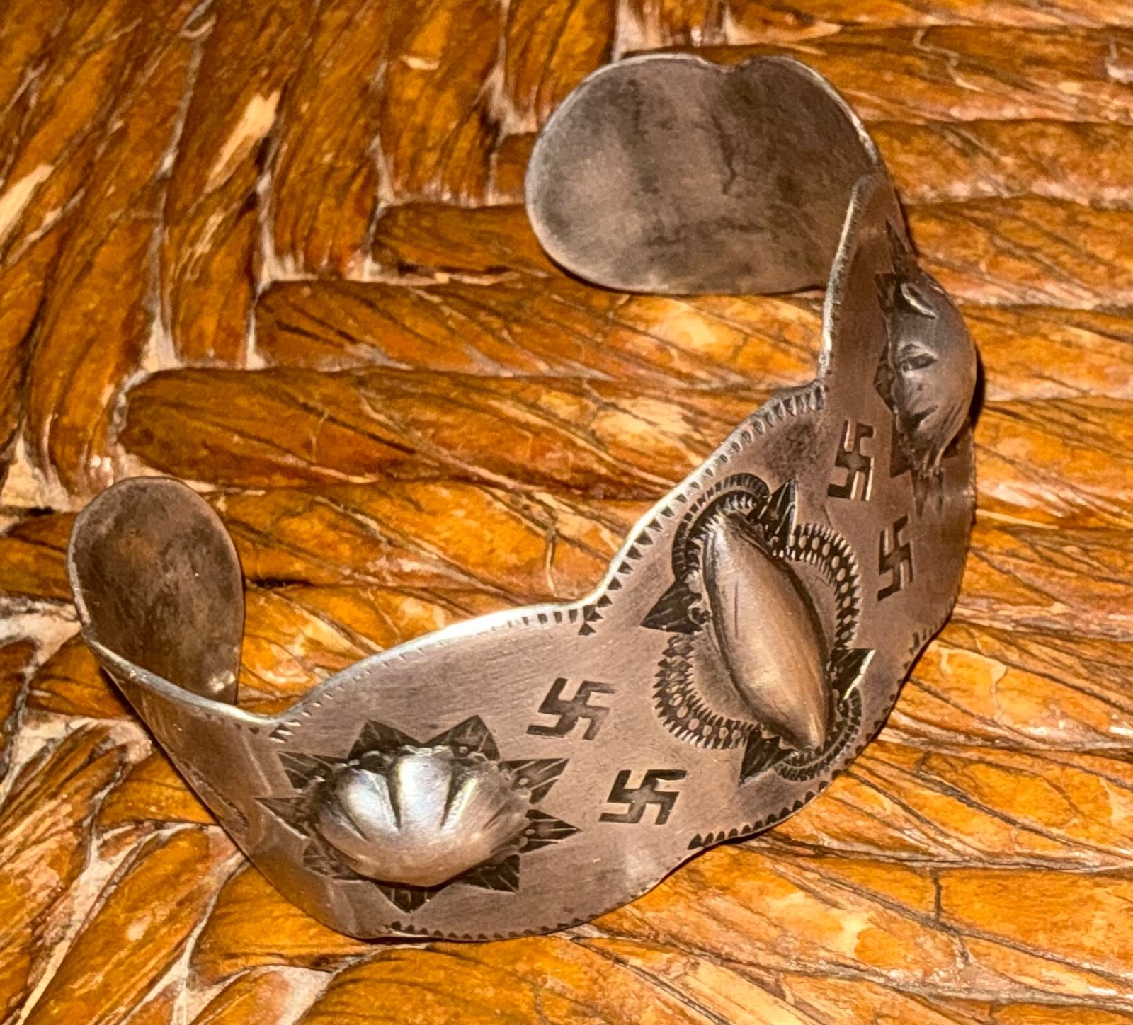 Vintage, Navajo, Multi-Whirling Log - Cuff, Stamping, ~35 Grams, .925, 7”, Nice Vintage, Navajo, Multi-Whirling Log - Cuff, Stamping, ~35 Grams, .925, 7”, Nice