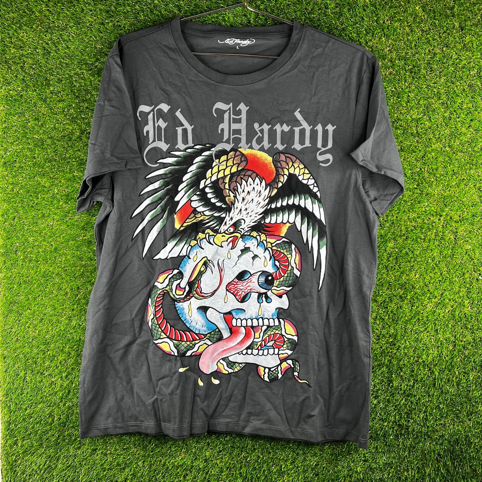 Ed Hardy Christian Audigier T-Shirt Mens Large Black Y2K Tattoo Graphic Ed Hardy Christian Audigier T-Shirt Mens Large Black Y2K Tattoo Graphic