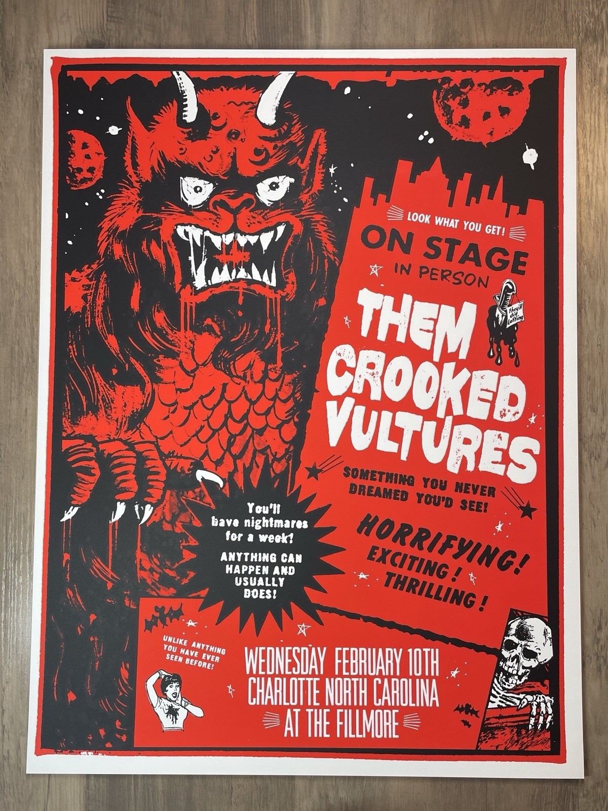 Them Crooked Vultures Concert Poster Charlotte North Carolina 2/10/2010 Rare